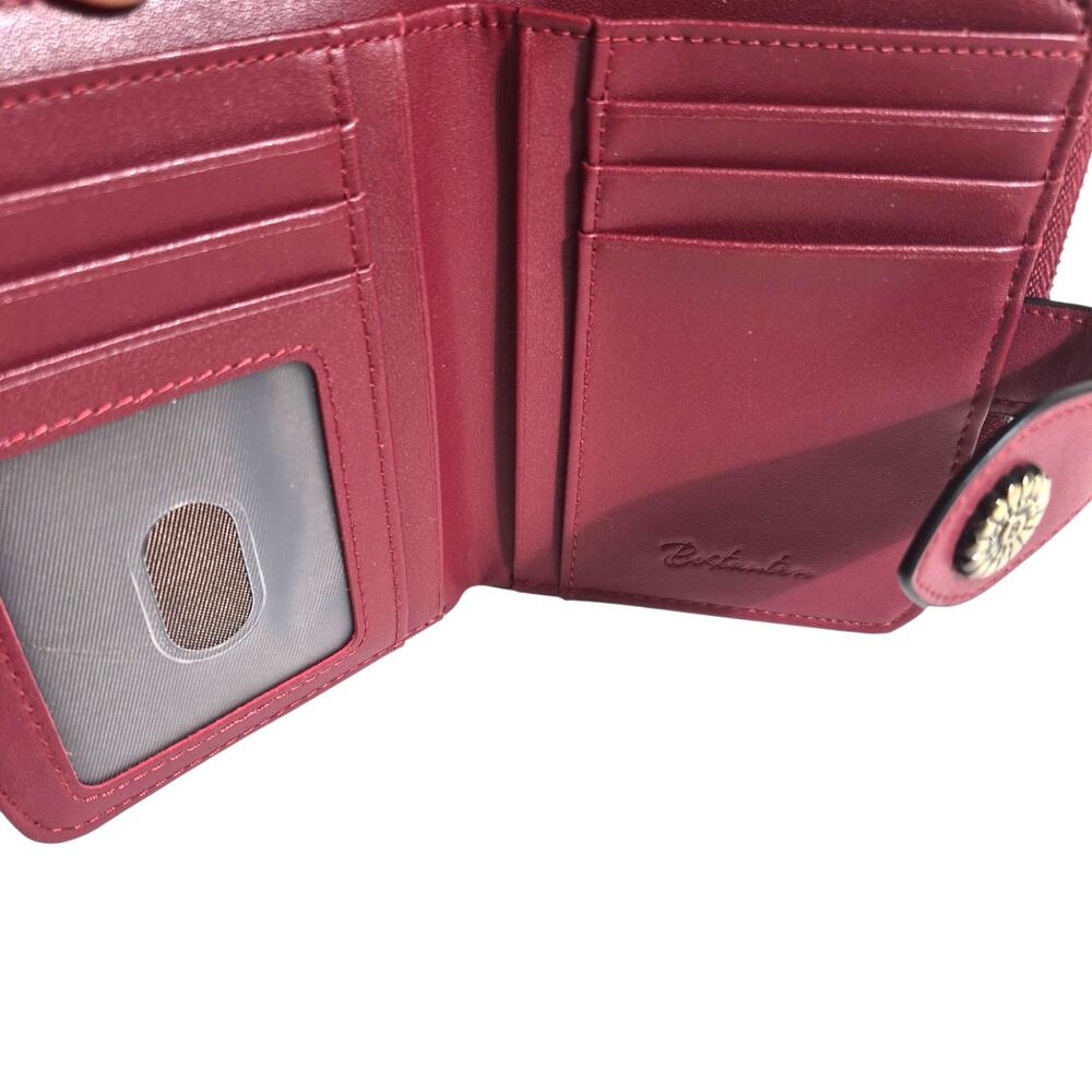 Bostanten Rozenn Mulberry Full Grain Leather Bi-Fold Wallet Zip Around RFID - Picture 7 of 8